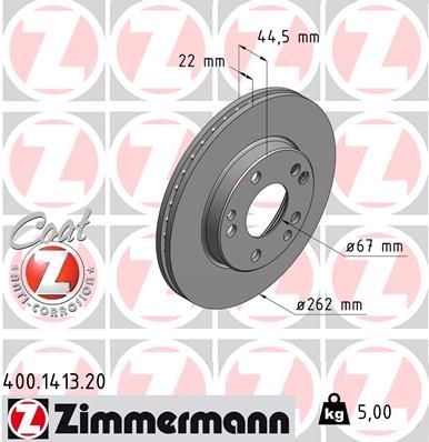 201 421 13 12 ZIMMERMANN BRAKE DISC FRONT W201 2.6 ETG BRAND