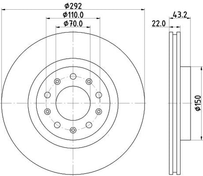 110.2225.20 HELLA BRAKE DISC REAR Ø 292 mm 159/GULIA VENT - 2225