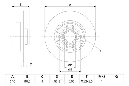 470.2428.00 BRAKE DISC REAR SOLID W/BEARING REN - 2428