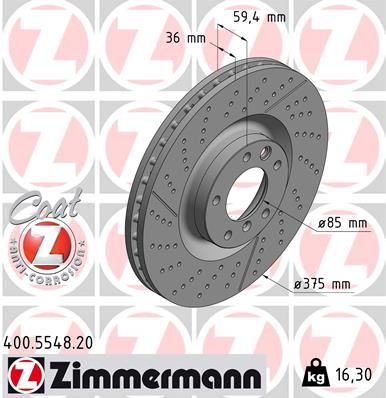 463 421 07 12 ZIMMERMANN BRAKE DISC FRONT G WAGON - 5548 #