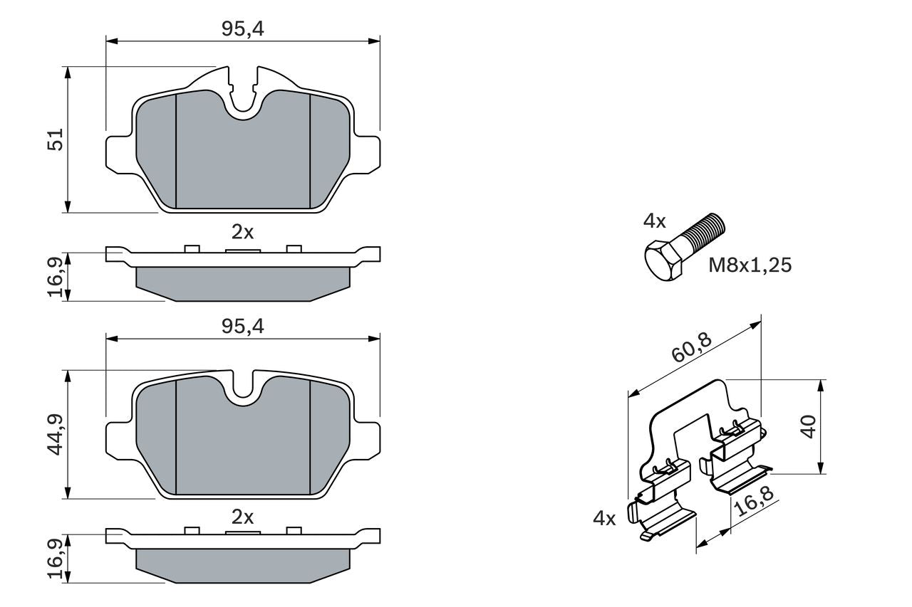 2713.2 BOSCH BRAKE PADS REAR E87/MINI COUNTRYMAN R60 #
