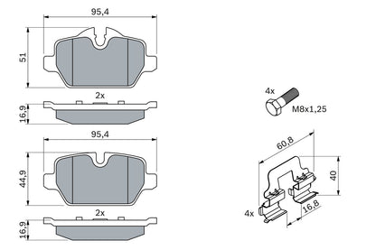 2713.2 BOSCH BRAKE PADS REAR E87/MINI COUNTRYMAN R60 #