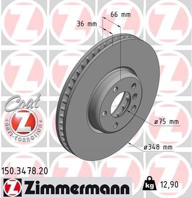 34 11 6 785669 ZIMMERMANN BRAKE DISC LHF 348MM / MIN 34.4 - 3478 #