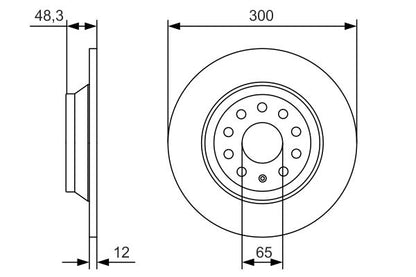 3Q0 615 601 BOSCH BRAKE DISC REAR Ø 300mm MK7 GTI - 3252 #