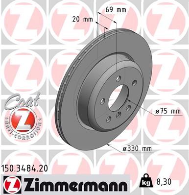 34 21 6 775287 BBR/COOLXPERT BRAKE DISC REAR F10 10>> 330mm - 3484