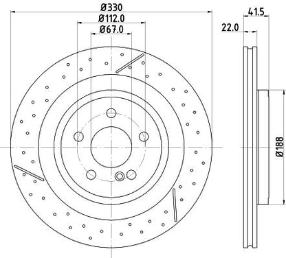172 423 01 12 HELLA BRAKE DISC REAR A45 AMG 330mm - 5517