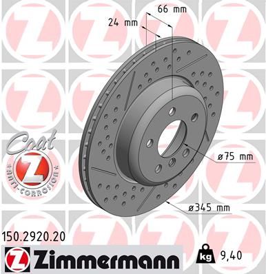 34 20 6 797600 ZIMMERMANN BRAKE DISC REAR F30/36 F80 XDRILL UPGRADE/HYBRID - 2920 #