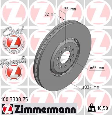 1J0 615 302AA ZIMMERMANN FR DISC RH R32