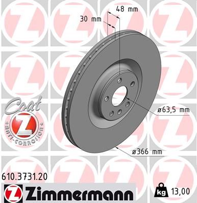 610.3731.20 ZIMMERMANN BRAKE DISC FRONT XC90 366mm 2016- 3731