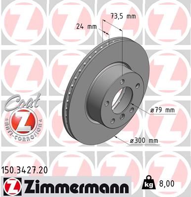 34 11 6 764643 ZIMMERMANN BRAKE DISC FRONT E87 - 3427