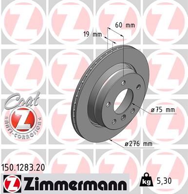 34 21 1 165211 ZIMMERMANN BRAKE DISC REAR  E36/E46 - 1283