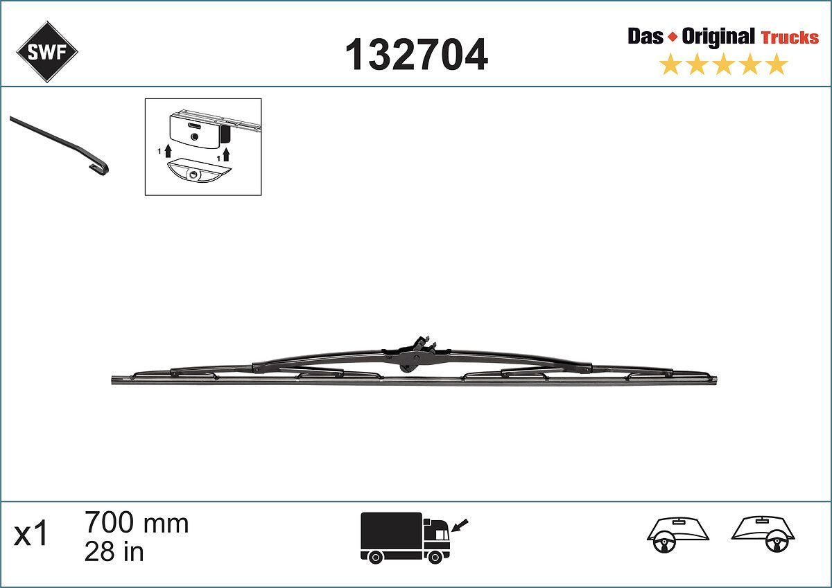 132 704 VALEO 700MM  WIPER BLADE HOOK TYPE