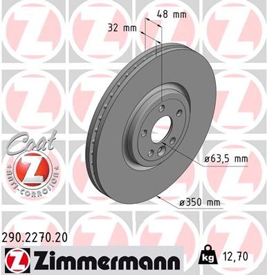 LR090685 ZIMMERMANN BRAKE DISC FR VELAR (L560) 2270 F-PACE (X761) I-PACE (X590) - 2270+ #