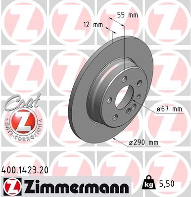 140 423 06 12 ZIMMERMANN REAR DISC