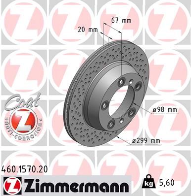 460.1570.20 ZIMMERMANN BRAKE DISC REAR  BOXSTER - 1570 #