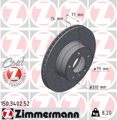 34 11 6 764021 ZIMMERMANN FRONT DISC E60 3402