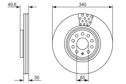 1K0 615 301AD BOSCH BRAKE DISC FRONT 340MM - 3243 #