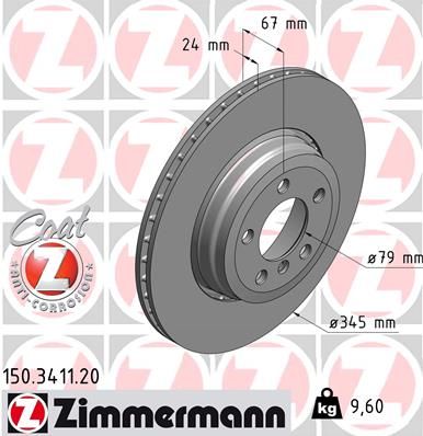 34 21 1 166129 ZIMMERMANN BRAKE DISC REAR  3411  VENTED E66