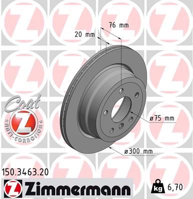 34 21 6 778049 ZIMMERMANN BRAKE DISC REAR 300MM E88/E82 - 3463
