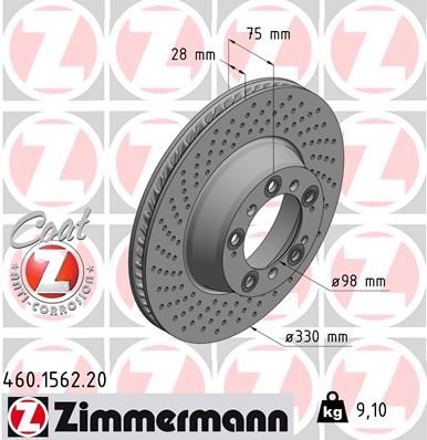 460.1562.20 ZIMMERMANN BRAKE DISC LHR - 1562