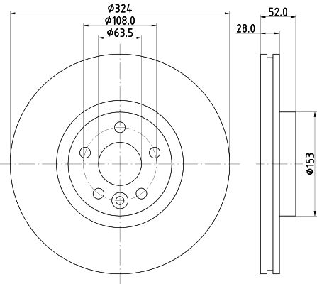 610.3729.20 HELLA BRAKE DISC FRONT 324MM XC60 VOLVO - 3729