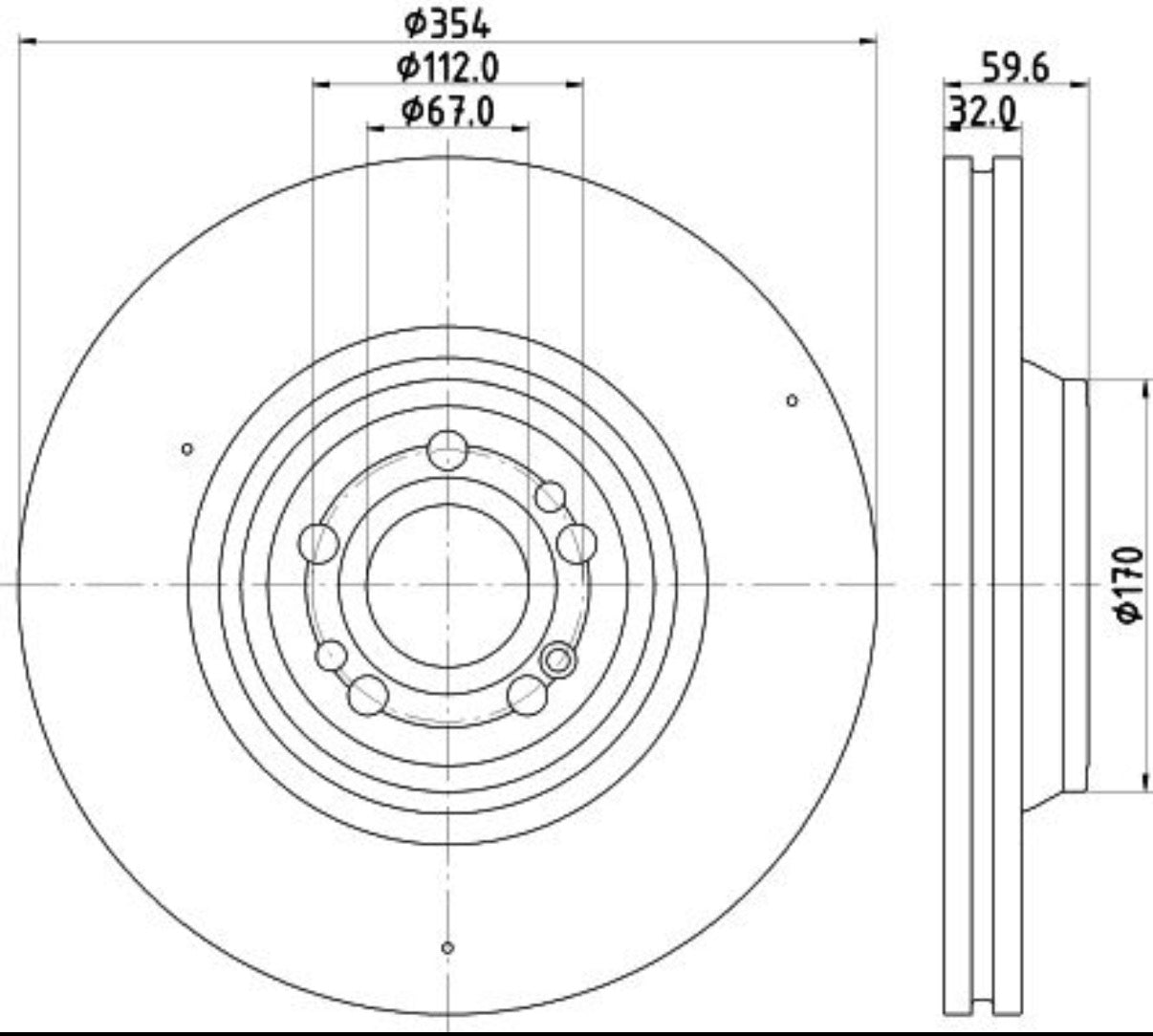 167 421 07 01 HELLA BRAKE DISC FR Ø354mm AMG GLE400d - 5555 #