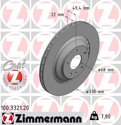 4F0 615 601F ZIMMERMANN BRAKE DISC REAR S 330MM  3321