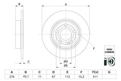 247 423 01 12 BOSCH BRAKE DISC REAR MERCEDES 177 - 5539