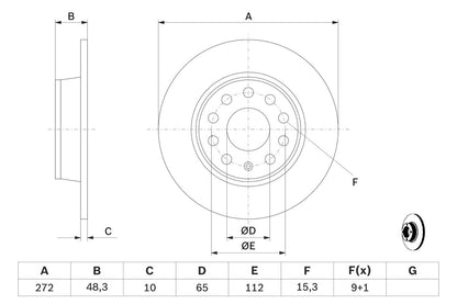 1K0 615 601AA BOSCH BRAKE DISC REAR MK6/7 272MM - 3241 #