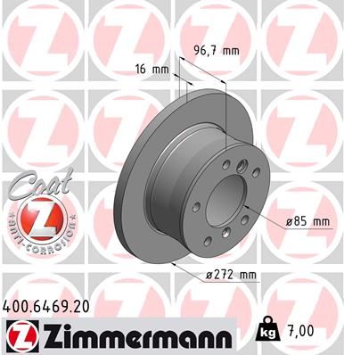 902 423 04 12 ZIMMERMANN BRAKE DISC REAR  272MM