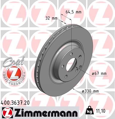 211 421 10 12PD ZIMMERMANN BRAKE DISC X-DRILLED FRONT 330MM