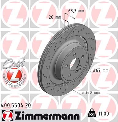 212 423 04 12 ZIMMERMANN BRAKE DISC REAR  AMG63 W212/C218 #