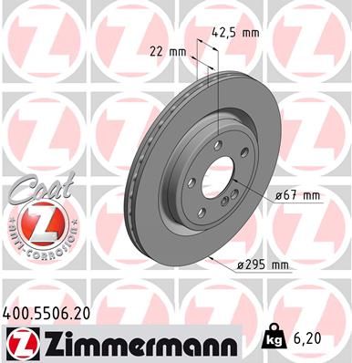 246 423 08 12 ZIMMERMANN BRAKE DISC REAR - 5506