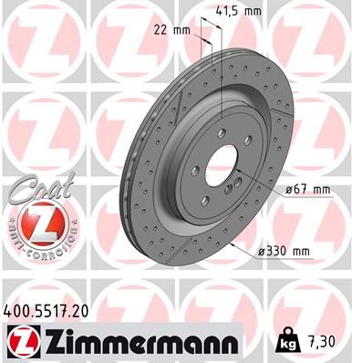172 423 01 12 ZIMMERMANN BRAKE DISC REAR A45 AMG 330mm - 5517
