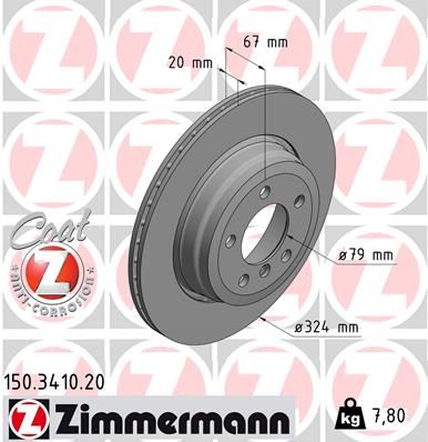 34 21 1 166127 ZIMMERMANN BRAKE DISC REAR  E65 3410