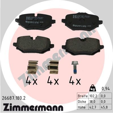 26687.180.2 ZIMMERMANN BRAKE PADS REAR U11 #