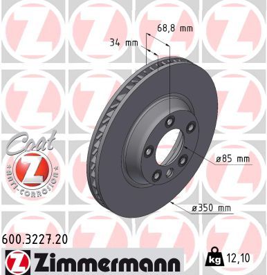 7L8 615 302 ZIMMERMANN BRAKE DISC RHF TOUAREG - 3227