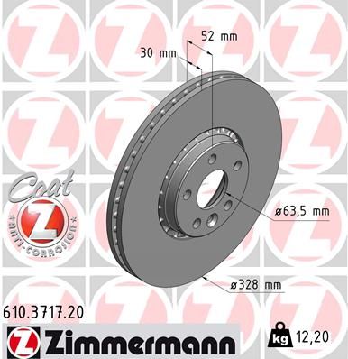 610.3717.20 ZIMMERMANN BRAKE DISC FRONT 328MM XC60 VOLVO - 3717