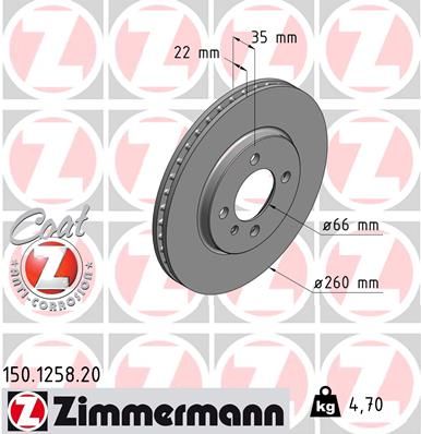 34 11 1 154750PD ZIMMERMANN BRAKE DISC FRONT POWER VENTED E30