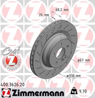 211 423 10 12 ZIMMERMANN BRAKE DISC REAR  AMG55