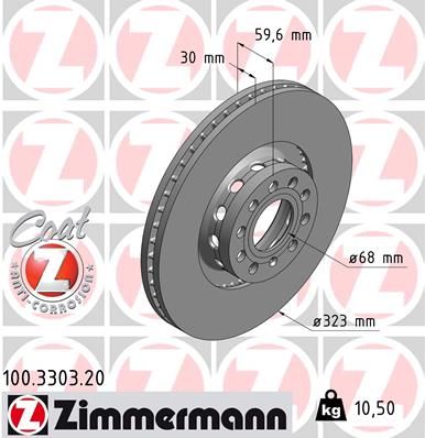 4D0 615 301J ZIMMERMANN BRAKE DISC FRONT 323MM