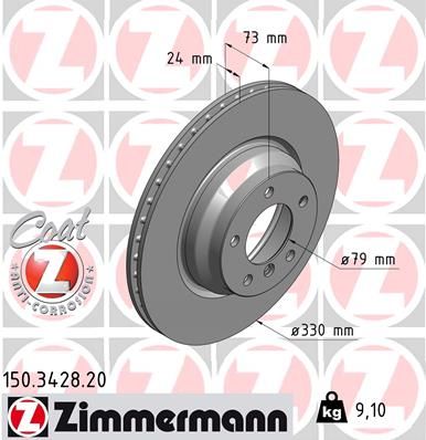 34 11 6 764645 ZIMMERMANN BRAKE DISC FRONT 330MM - 3428