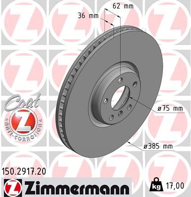 34 11 6 782067 ZIMMERMANN BRAKE DISC LHF X5 F15 - 2917 #