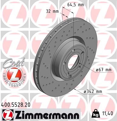 231 421 10 12 ZIMMERMANN BRAKE DISC FRONT - 5528 #