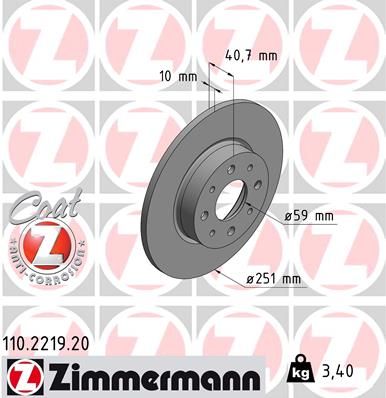 110.2219.20 ZIMMERMANN BRAKE DISC REAR MITO 955 - 2219 #