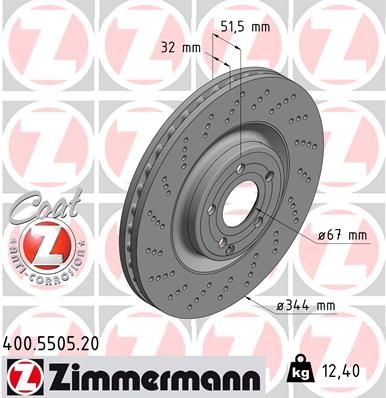 218 421 04 12 ZIMMERMANN FRONT DISC  5505  CLS350 W/AMG