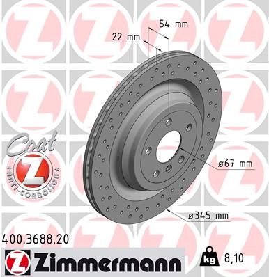 166 423 03 12 ZIMMERMANN BRAKE DISC REAR 345mm ML350 W166 - 3688