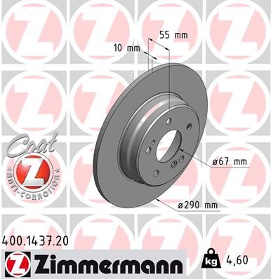 210 423 06 12 ZIMMERMANN BRAKE DISC REAR  W210 - 1437
