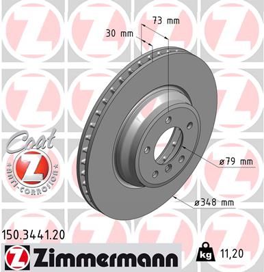 34 11 6 770729 ZIMMERMANN BRAKE DISC FRONT 348MM E90 3441