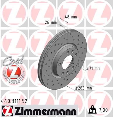 440.3111.20 ZIMMERMANN BRAKE DISC FRONT 407 283MM - 3111